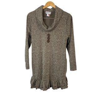 SHANE LEE INC Animal Print Ruffle Hem Tunic Dress w/ Pockets